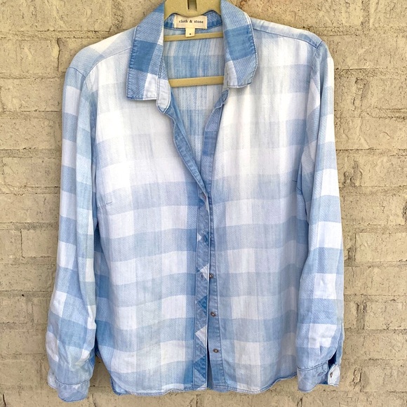 Cloth & Stone Plaid Button Down Top. Size S - Picture 5 of 7